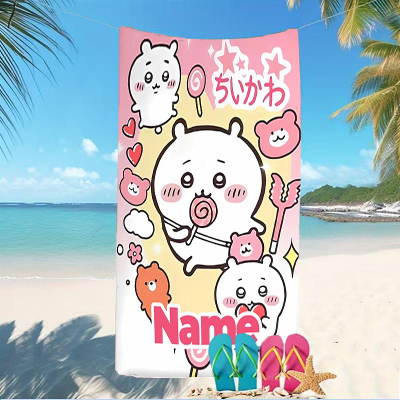 Customizable personalized beach towels Chiikawa themed designs.Suitable for the beach, yoga, sports;ideal as beach accessories