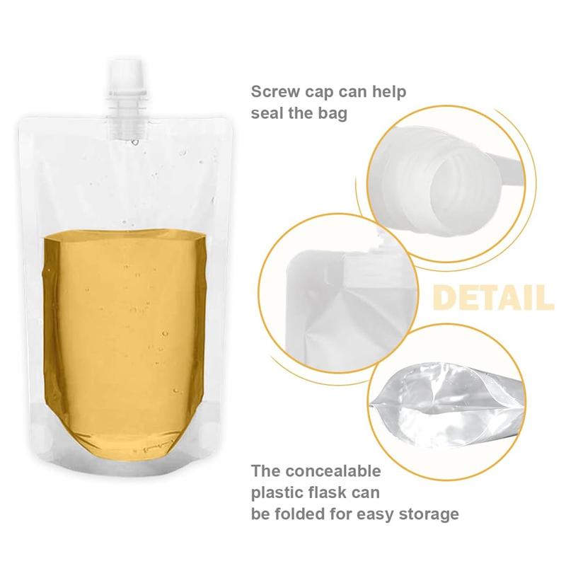 10pcs Transparent Plastic/Aluminum Foil Liquid Package Nozzle Bags Juice Beverage Milk Sealed Stand Up Storage Reusable Pouch