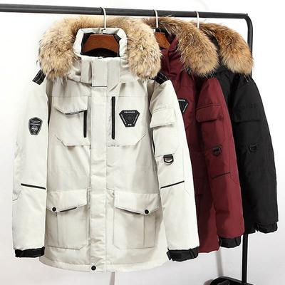 Winter Jacke Männer Parkas Verdicken Warme Mantel Herren Fell Kapuze Jacke Einfarbig Parka Mantel Männlichen Outwear