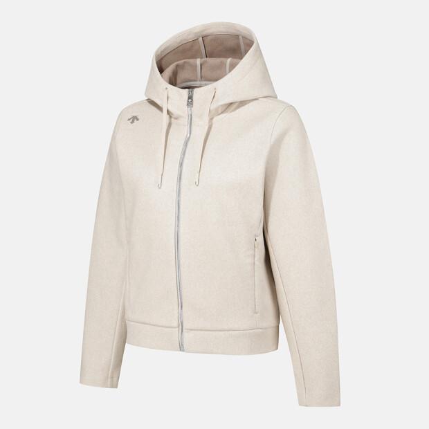 Descente Women'S Wool-Like Training Hooded Zip-Up Jacket Oatmeal Sr122Pft11