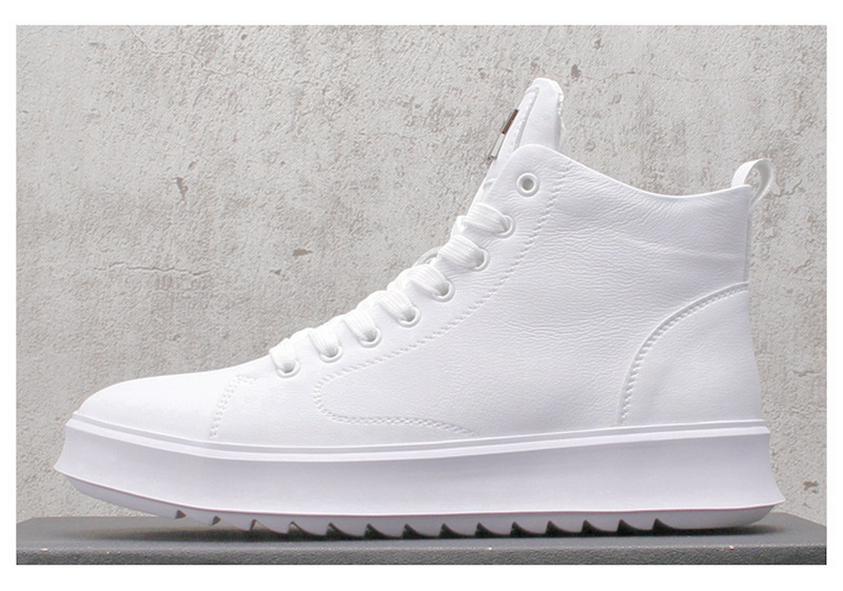 Trendy Men's 2024 White Hidden Heel High-Top Sneakers - Summer Casual Thick-Soled Martin Boots