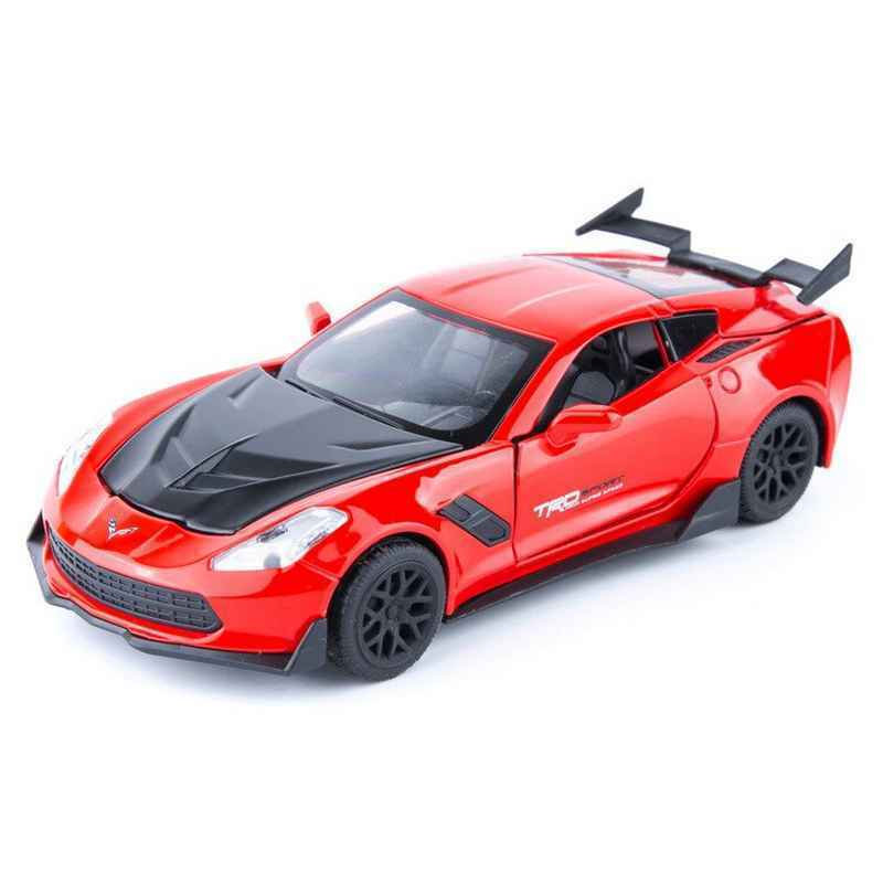 

Модель автомобіля Corvette ZR1 у масштабі 1/32. Легкосплавний автомобіль зі звуком та освітленням. Симуляція заднього ходу. Іграшковий автомобіль. Подарунок на день народження 1/32-Size:15*7*4cm чорний/червоний