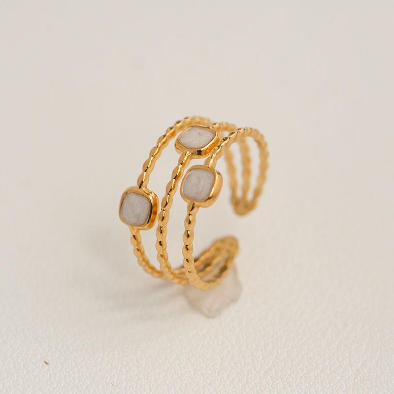 Stainless Steel French White Enamel Rings For Women Drip Glaze Romantic Elegent Girl Ring Daily Wear Sweet Y2K Jewelry No Fading