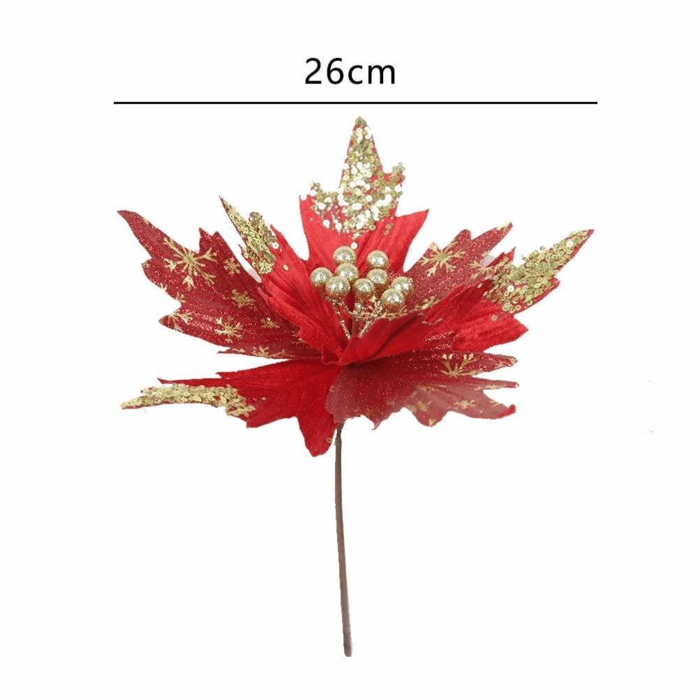 New 26cm Christmas Artificial Flowers Flannel DIY Decoration Xmas Tree Decorations Decorative Flowers Xmas