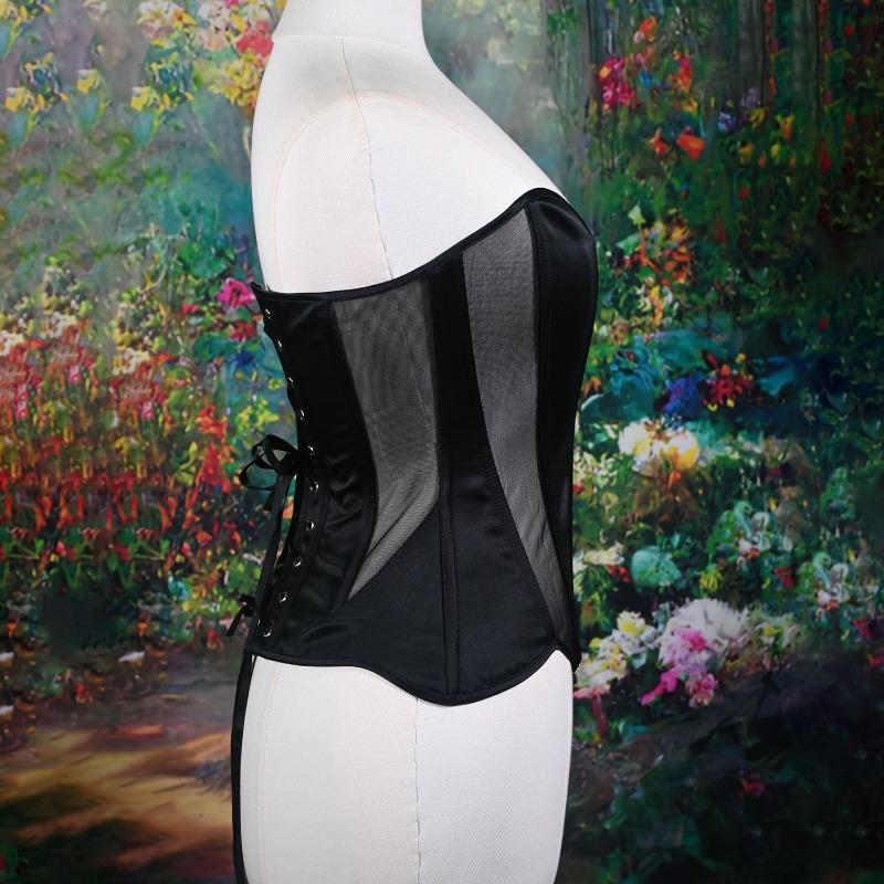 Sexy European American Ins Style Cat Ear Shaping Mesh Satin Bustier Top