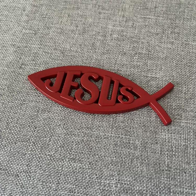 Car personalized metal fish-shaped car logo car sticker body sticker tail label decoration