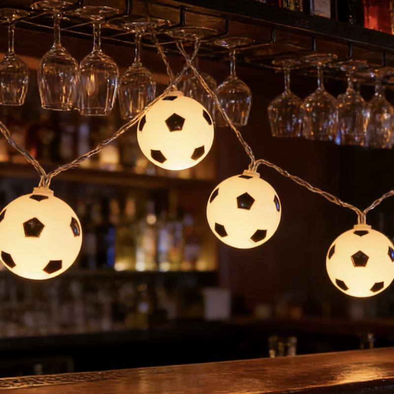 Football String Lights - Soccer Ball Fairy Lightts, Outdoor Waterproof Lamp String | Energy Efficient Soccer Ball Themed Lights