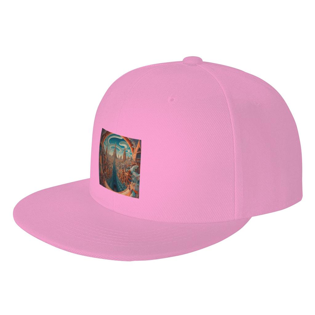 Fashion city of the future amazing city fantasy city Flat Brim Sun Hat Suitable For Long Faces Sun Visor Cap