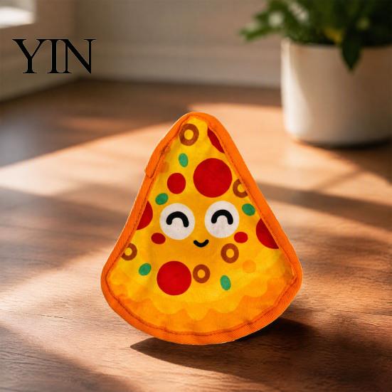 Durable Plush Dog Toys Crinkle Chew Toy, Food Shape Interactive Hamburger Pizza Hot Safe Fabric Teething Design, Toy for Small And Medium Dogs Squeaky