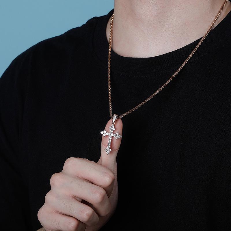 European and American Retro Zircon Cross Pendant Necklace