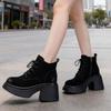 White high-heeled CM Martin boots women's autumn and winter new small thick-soled heightened thick-heeled short boots ins