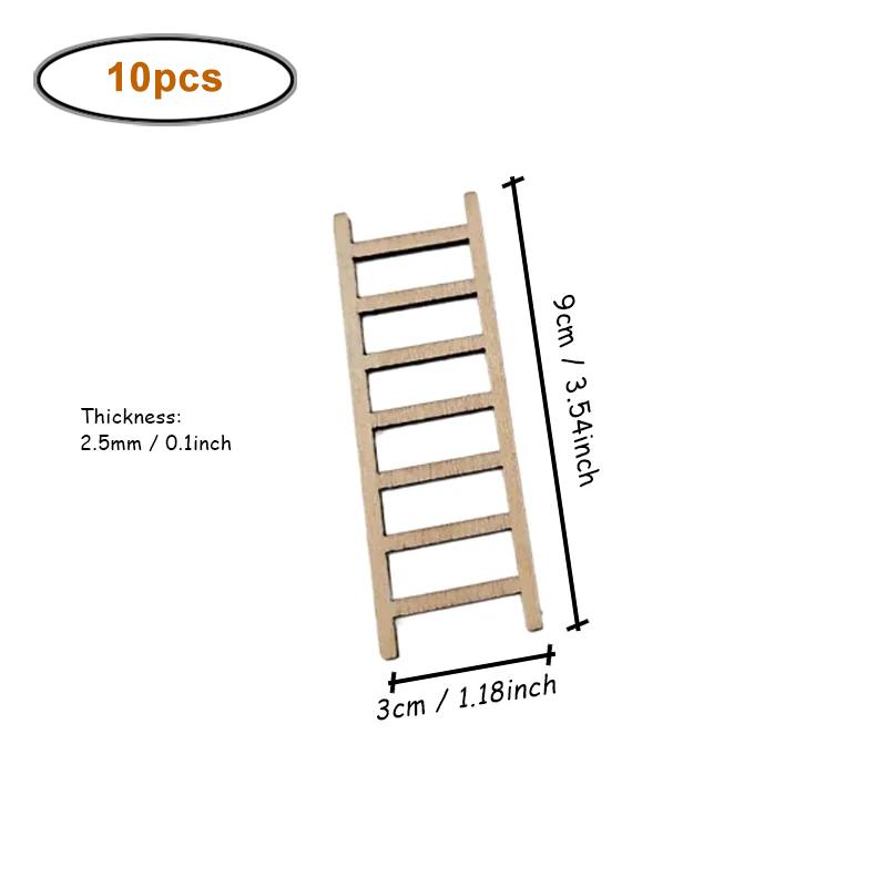 

10pcs/lot Mini Wooden Step Ladders, Blank Fairy Garden Ladder Dollhouse Ornament for DIY Craft Art Supplies Painting Home Decor