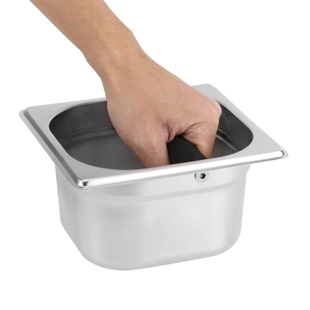 Stainless Steel Espresso Knock Box Container with Rubber Bar for Coffee Machine