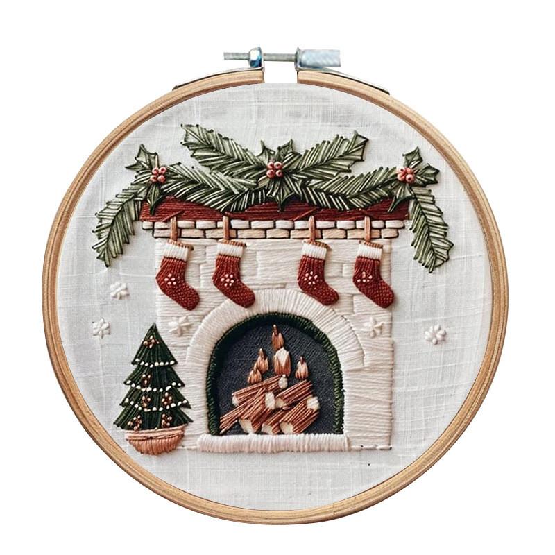 Christmas Embroidery Kit Featuring Unique Floral And Leaf Designs Perfect For Holiday Decor Projects