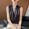 2026 Spring/Summer Silk Satin V-neck Sleeveless Solid Color Tank Top
