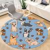 1PC Puppies Paws Office Round Area Rug,  Mat Suitable ForOffice, Under Office Chairs Bedroom Living Room Home Decor, Room Deco