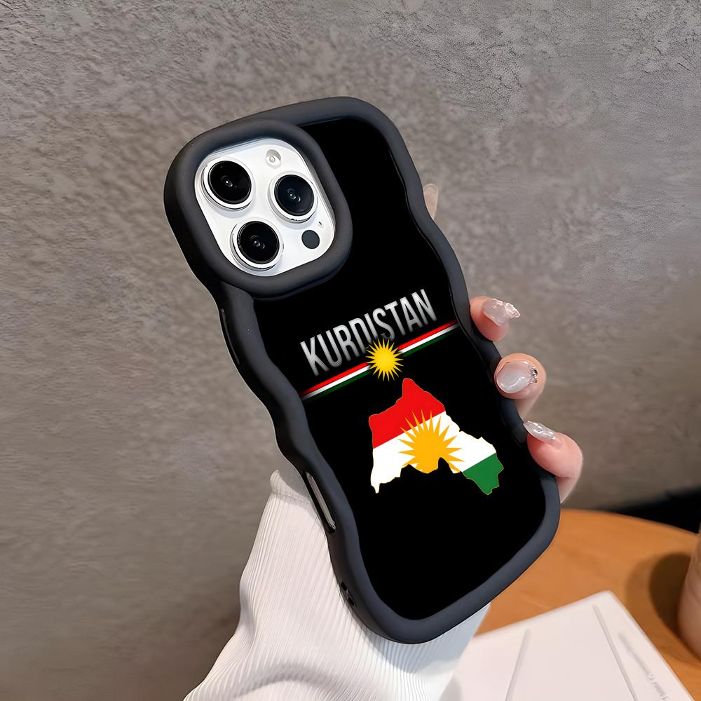 Kurdistan Flag Wavy Edge TPU Mobile Phone Case for iPhone 17 16 15 14 13 12 11 Air Pro Max Plus Colorful Cover