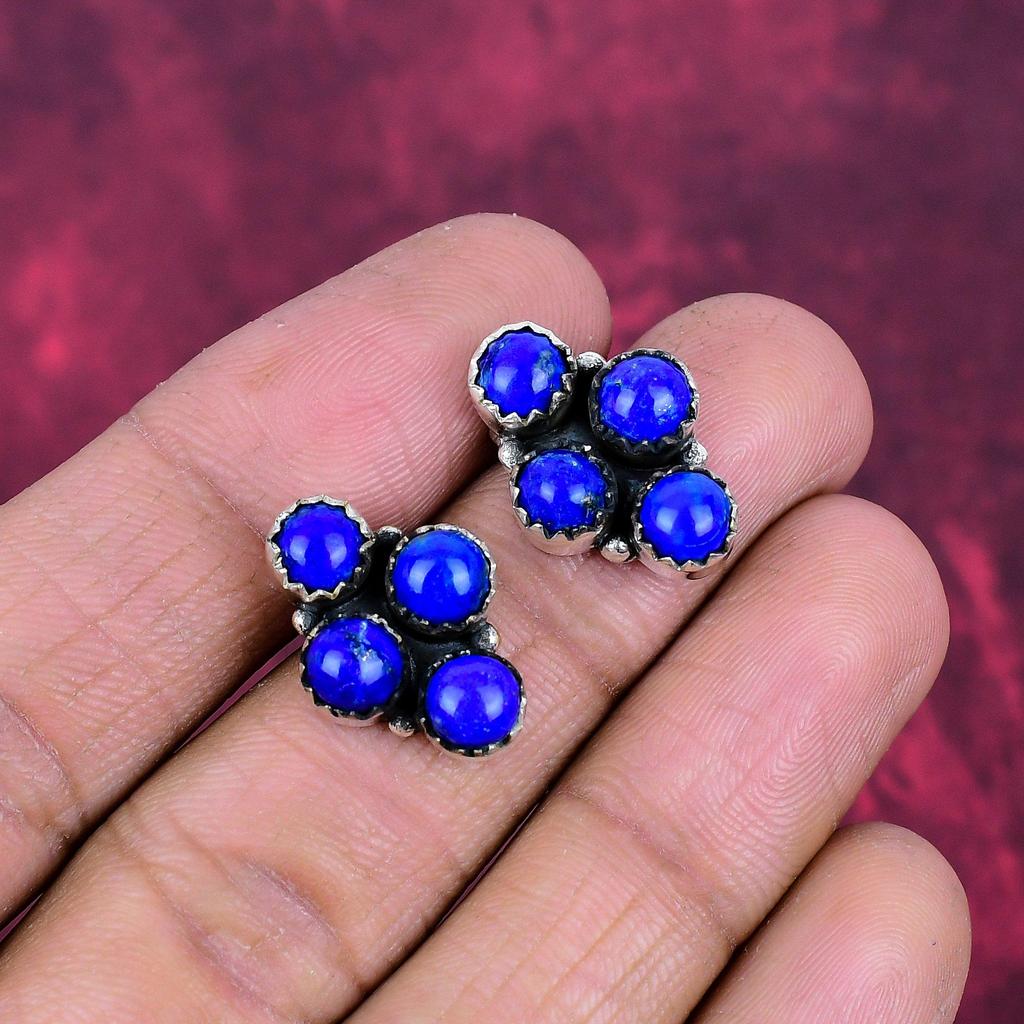 Lapislazuli Ohrringe Edelsteinschmuck, 925 Massiv Sterlingsilber Ohrringe, Handgefertigter Schmuck Geburtssteinohrringe, Geschenk für Ihn