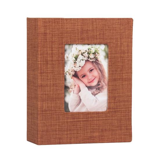 Fotoalbum Leinenbezug Bildalbum mit Frontfenster 100 Fotos 4x6 Einsteck-Fotoalbum Buch für Hochzeit Urlaub Familie Babyfotos