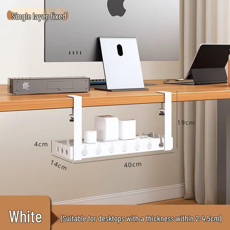 Under-Desk No-Drill Cable Organizer for Power Cords and Desktop Sockets