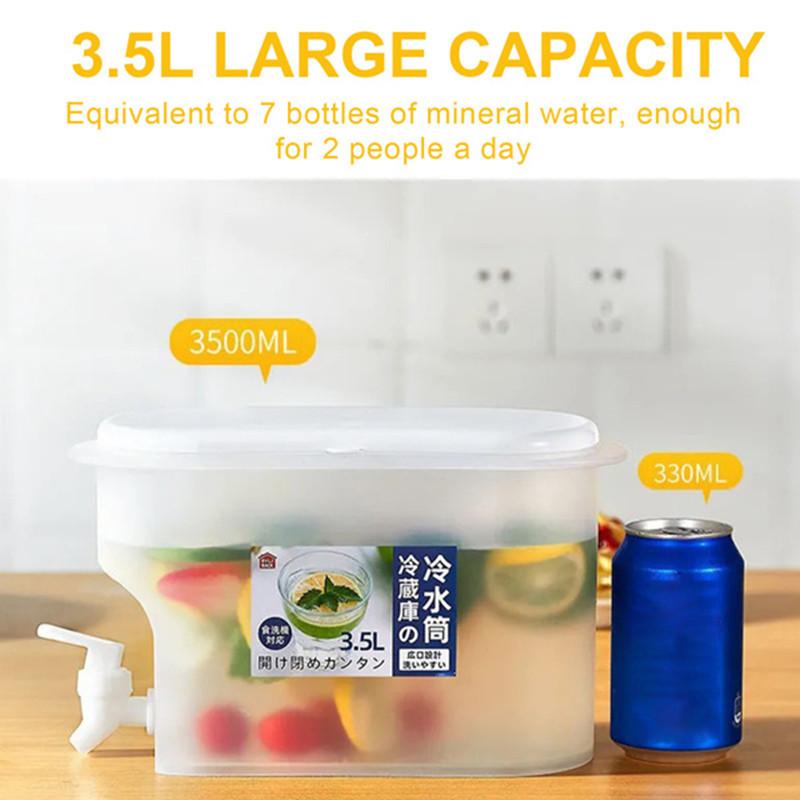 3500ml Water Pitcher Jug with Faucet Lemon Juice Kitchen Drinkware Kettle Pot Cold Water Bottle Large-capacity Household Kettle Lemon Water Teppot