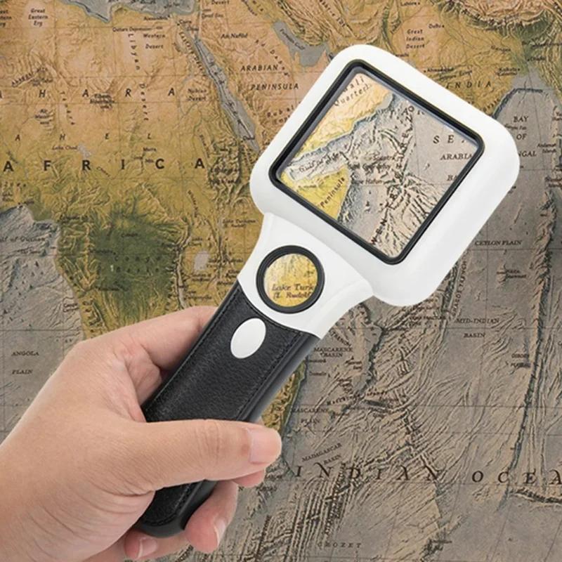 5x 45x Reading Magnifying Glass with LED Lights UV Lamp Handheld Magnifier Illuminated Jewelry Loupe Money Detector for Seniors