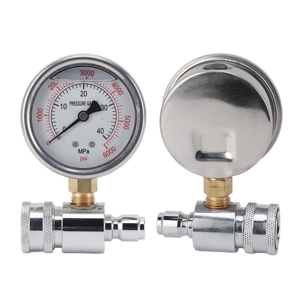 6000psi Pressure Washer Gauge, 3Celsius8in Quick Connect Stainless Steel Accessory for Car Washing Machines, Accurately Measure Water Pressure