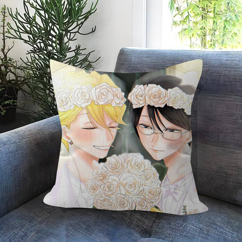 Anime Doukyuusei Rihito Sajo Hikaru Kusakabe Cushion Cover Inches Farmhouse Decor Home Throw Pillow Covers For Couch Decorations