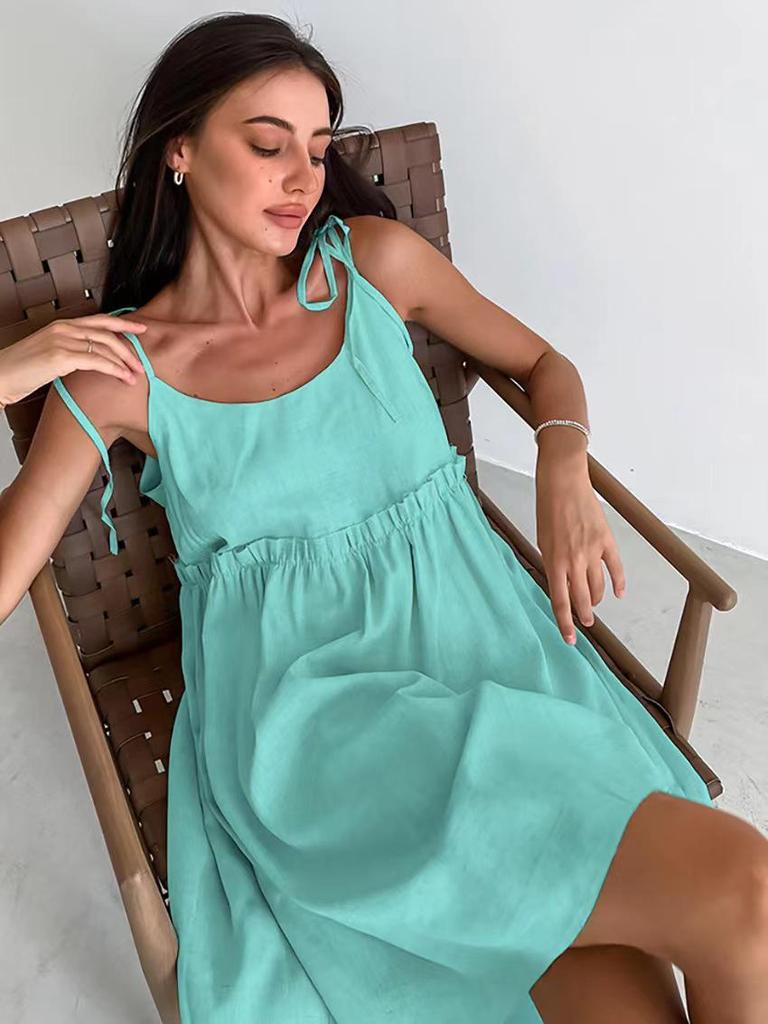 2025 Summer Cotton Linen Suspender Dress: Sexy, Loose, One-Piece for Europe & America