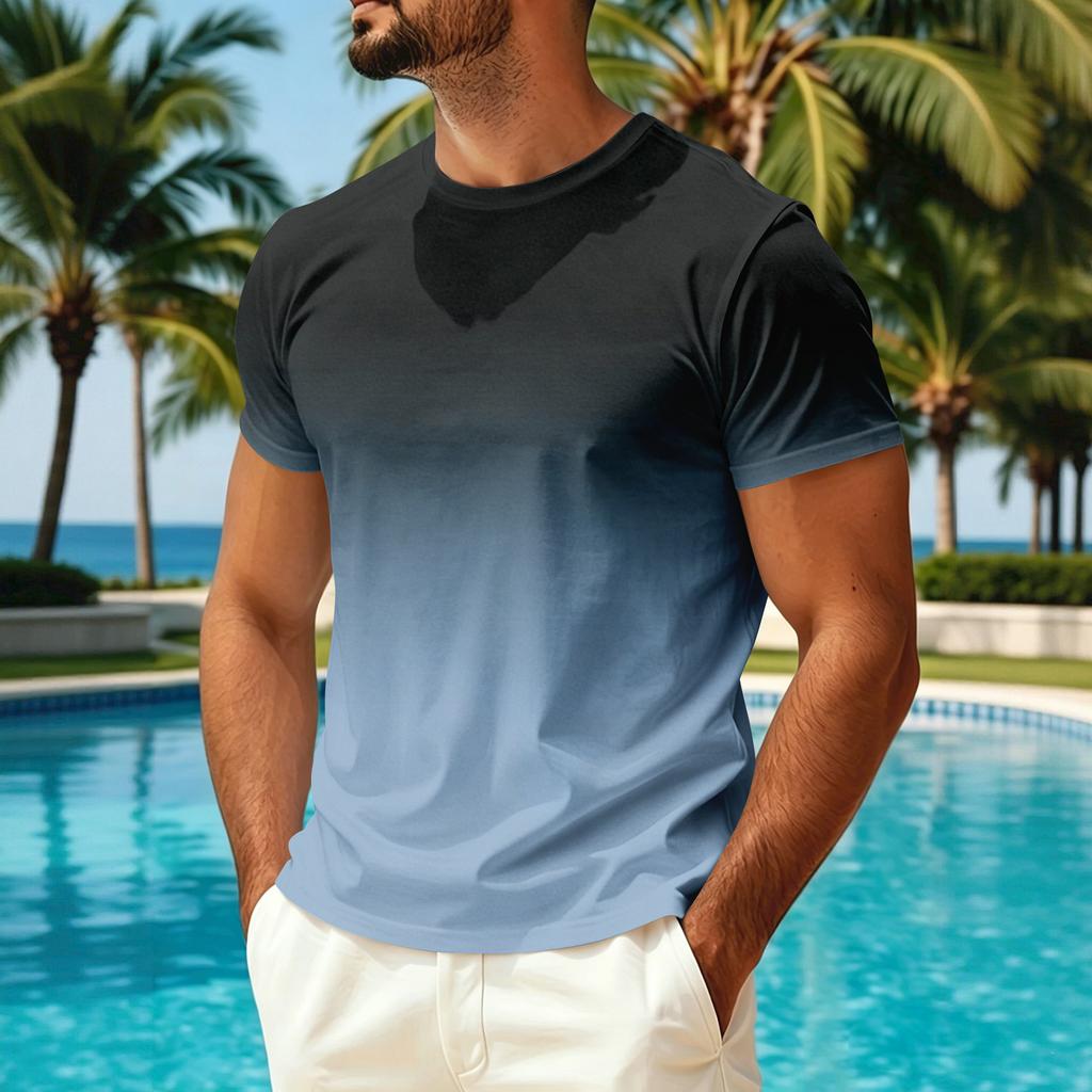 Men's Summer Crew Neck T-Shirt Quick Dry Breathable Lightweight Casual Short Sleeve Shirt for Outdoor Activities and Sun Protection