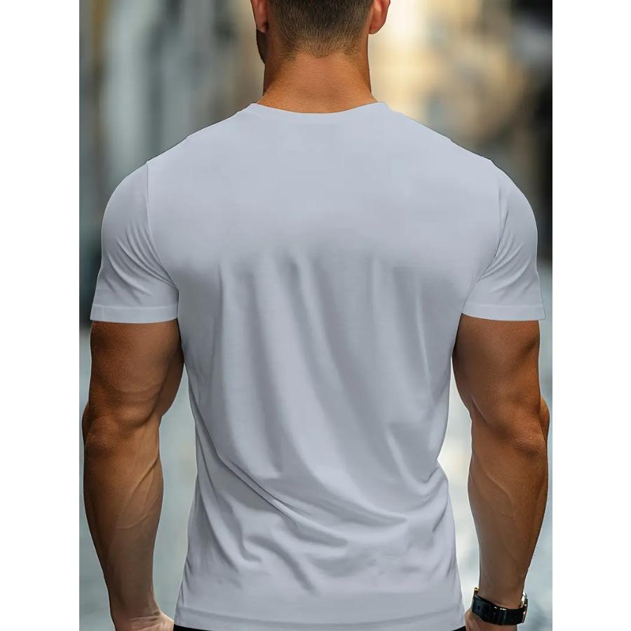 Creative Print Men's Fashionable Summer Crew Neck Short Sleeve Sports T-shirt, Comfortable And Versatile