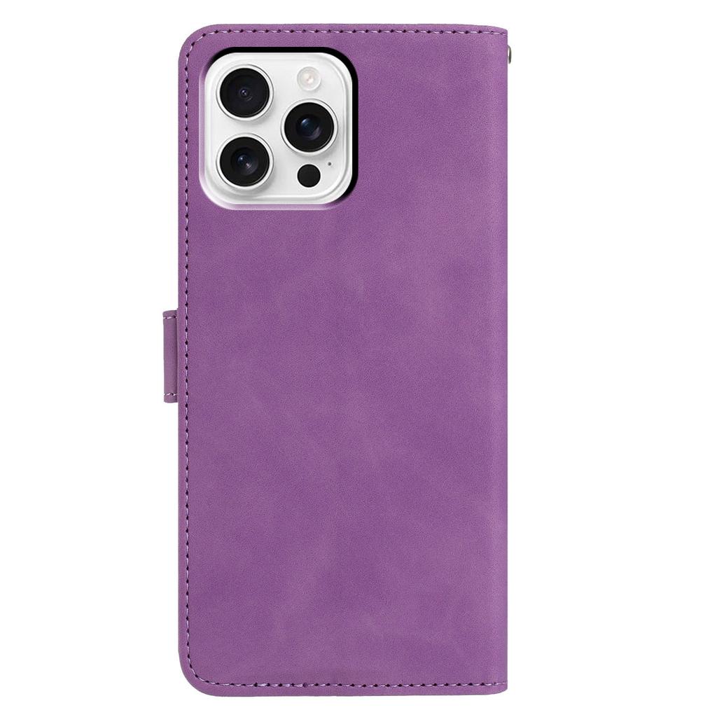 For iPhone 16 Pro Case Butterfly Flower Imprinted PU Leather Wallet Stand Phone Cover