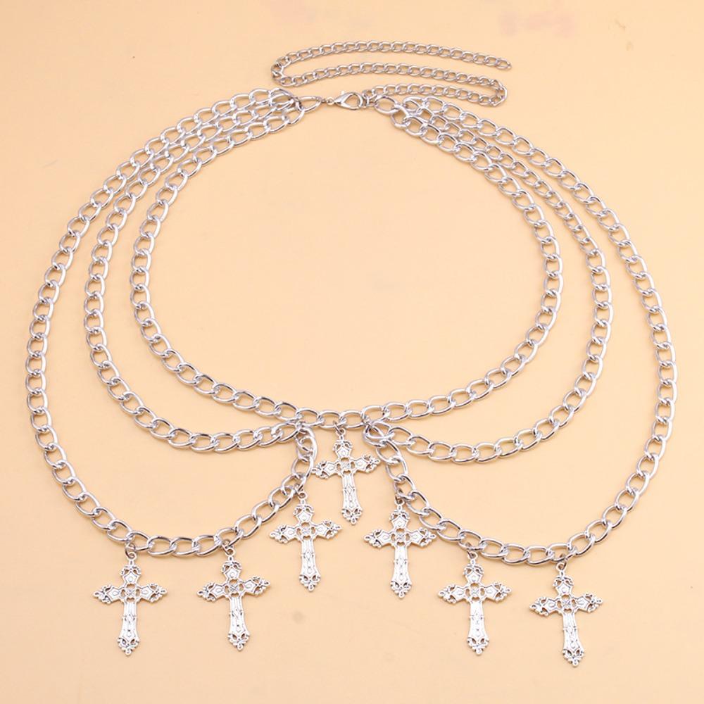 Hottie Cross Pendant Waist Chain Temperament Multi-layer Waist Chain  Body Chain