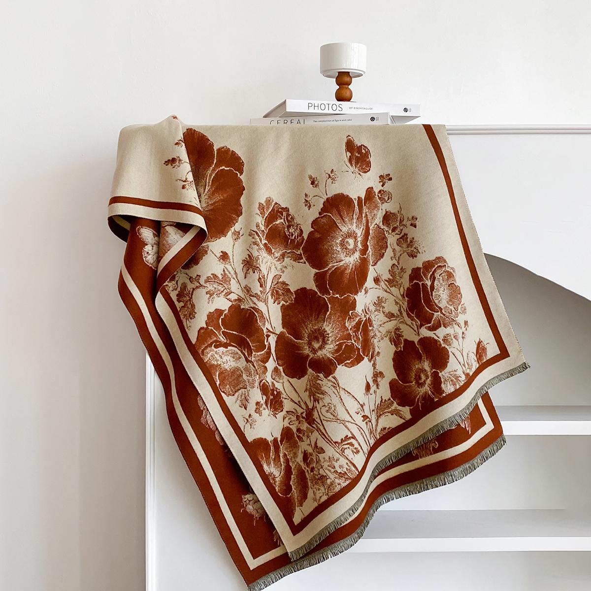 

Luxury Brand Cashmere Women Floral Print Scarf Winter Warm Shawl and Wrap Bandana Pashmina Female Foulard Blanket Poncho