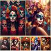 Festive and Mysterious Mexican Girl Day of Dead Gothic Sugar Skulls Canvas Painting Posters Prints Wall Art Picture Home Decor