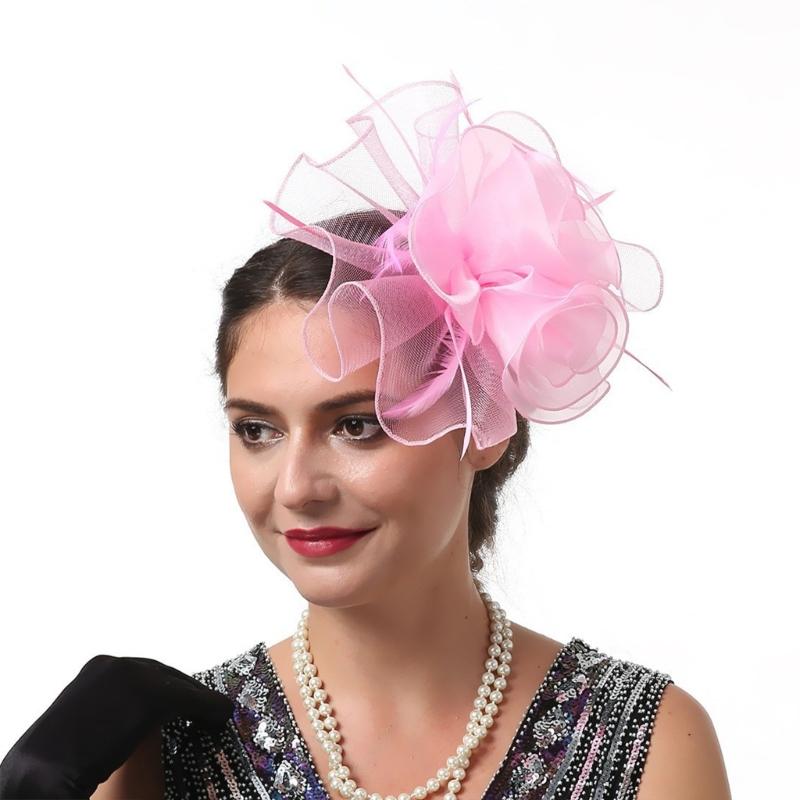 Teaparty Hat Cocktails Party Mesh Hat Hair Clip Female Mesh Flower Fascinator Hat Headpiece Role Play Accessory Headwear