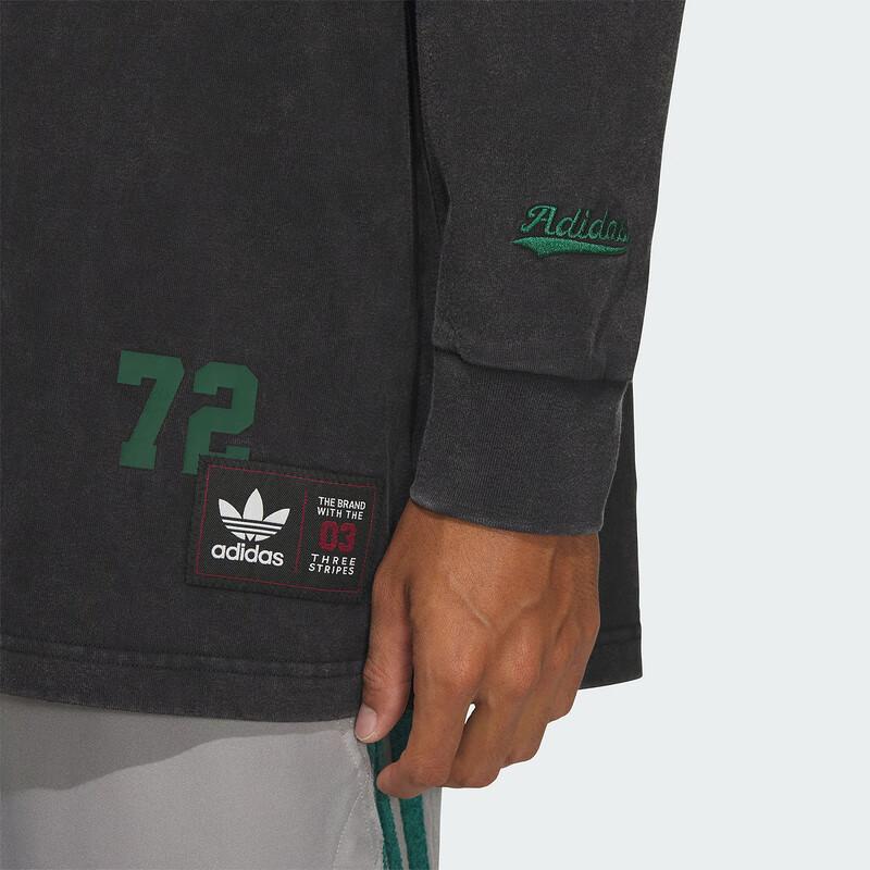 Adidas Originals Retrowashed Basketball Street Top Logo Crew Neck Long Sleeve T-Shirt Men tops Black JN0777