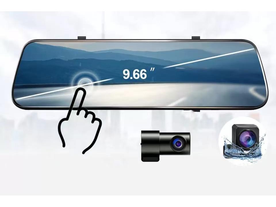 10-inch 3-Lens Streaming Rearview Mirror with Front, Rear, and Interior HD Night Vision Driving Recorder.