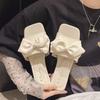 Sandals women's thick heel square head spring new bow one pedal casual outer slippers
