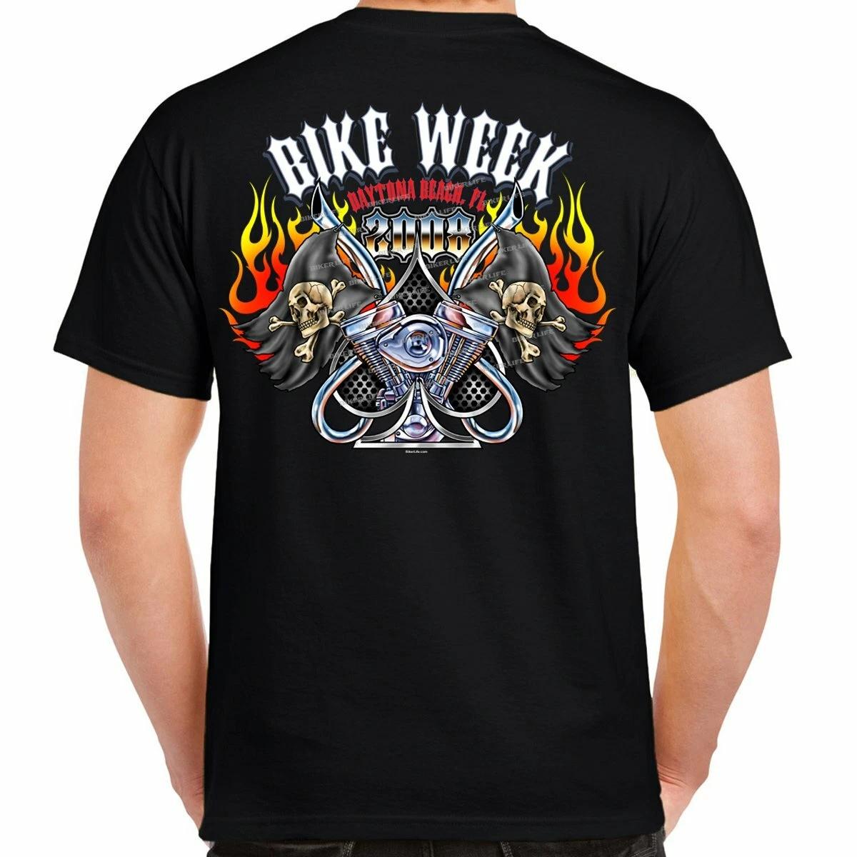 Nostalgia 2008 Bike Week Daytona Beach Spade Skull Flag T-Shirt XXL