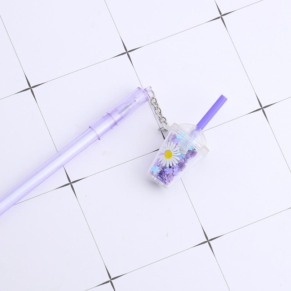 

1 шт. Kawaii Daisies Flower Milk Tea Cup Подвеска Гелевая ручка Школьные канцелярские принадлежности Креативная канцелярия Милая Милая ручка