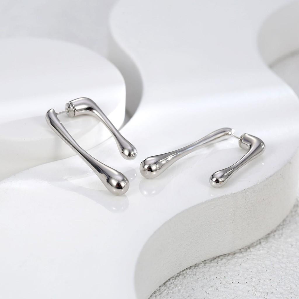 Trendy Asymmetrical Metal Earrings Chic Gold And Silver Fashion For Women