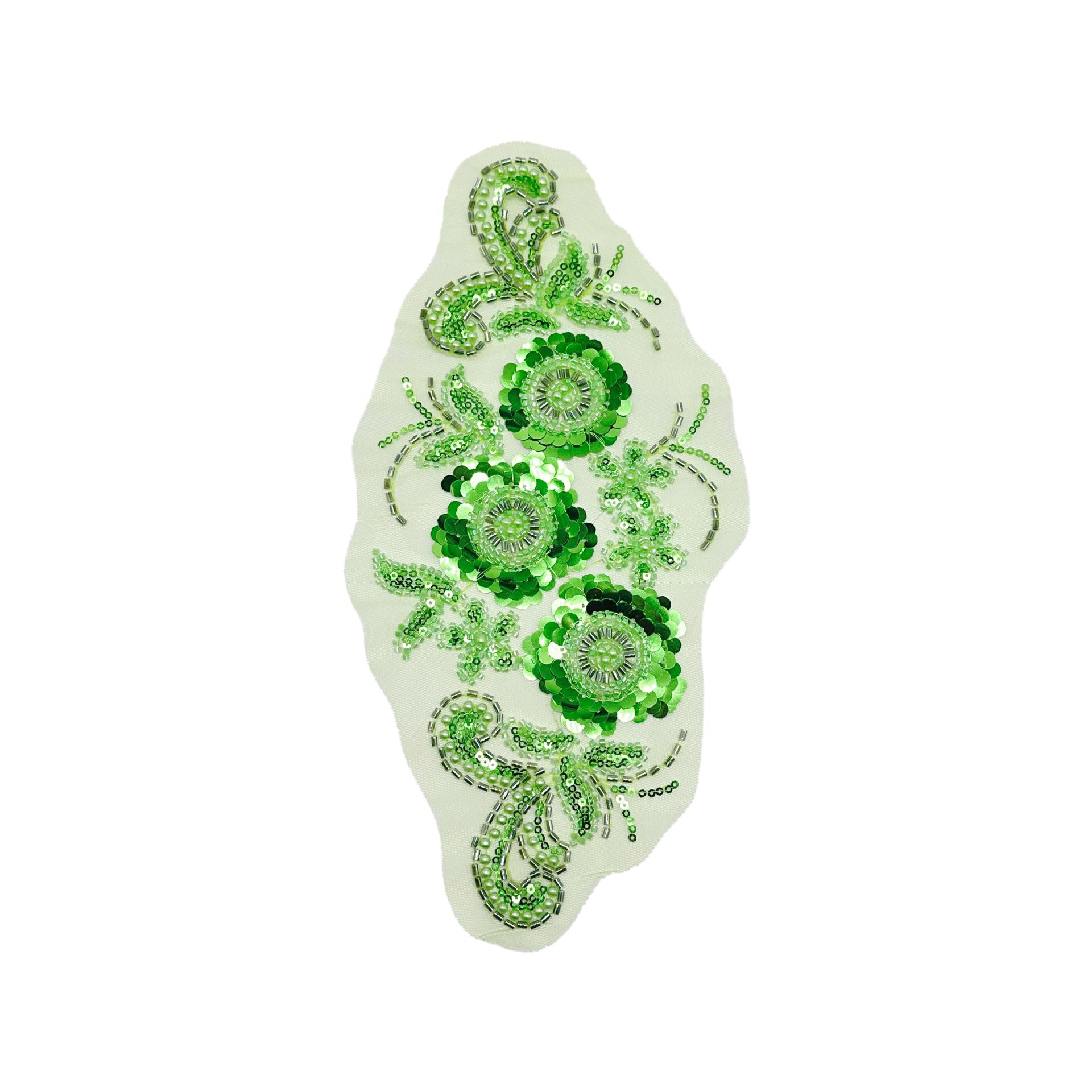 

Heavy Industry Wedding Dress Accessories Accessories Cloth Stickers Accessories Mesh Handmade Beaded Sequins Floral Decal Accessories H8073 tender green