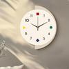 Modern Geometric Wall Clock 2D Flat Design Nordic Style Silent for Living Room, Office,