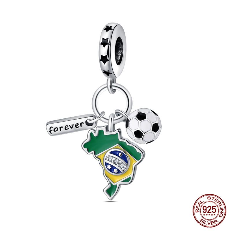 New In Copper Football Baseball Dumbbell Badminton Charms Beads Fit Qikaola Original Bracelet Fine Diy Jewelry Gift