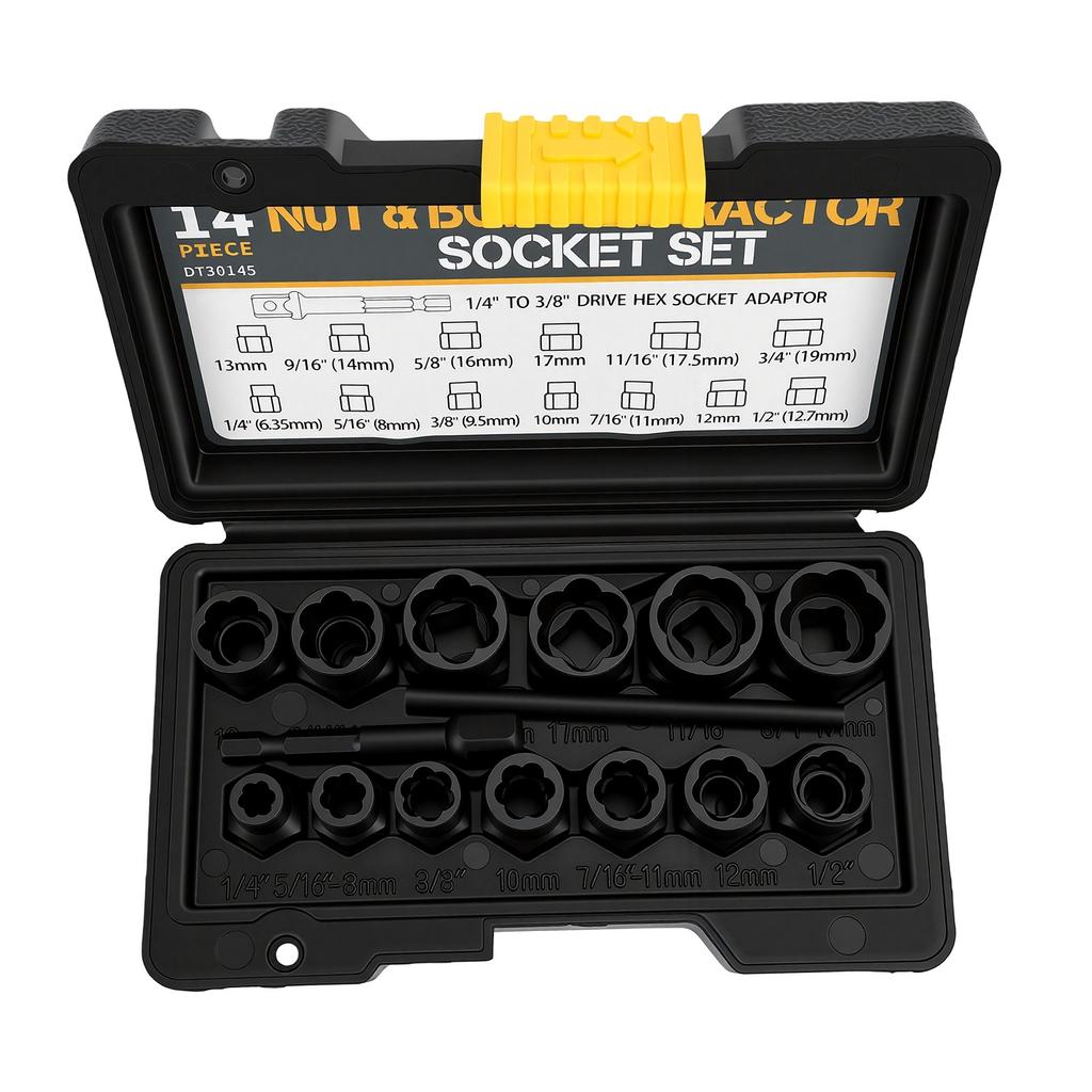 Nut Bolt Extractor Bolt Remover Socket Set for Extracting Stripped Rusted Damaged Fasteners CC Style Nut Remover +