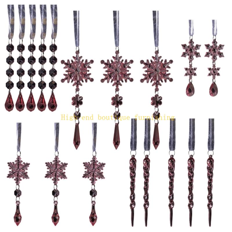 Ice Cone Ornamentation Transparent Acrylic Snowflake Christmas Tree Decors розовый