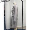 BITCED Women's Vintage Casual Lattice Print Autumn Winter Long Sleeve POLO Neck Jackets & Coats
