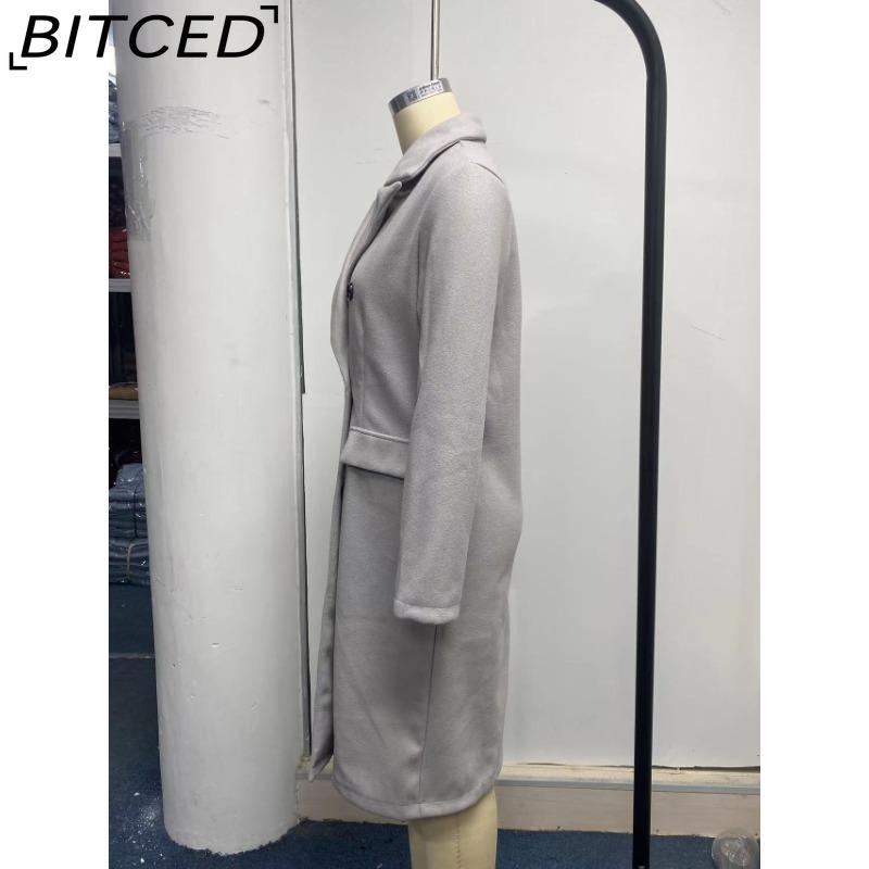 BITCED Women's Vintage Casual Lattice Print Autumn Winter Long Sleeve POLO Neck Jackets & Coats