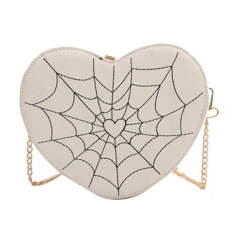 Трендовая женская сумка в форме сердца в уличном стиле с цепочкой белый